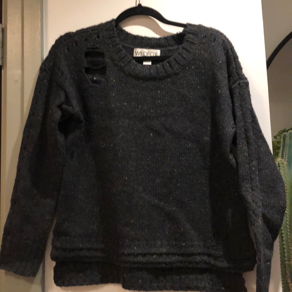 Wildfox crewneck distressed knit sweater